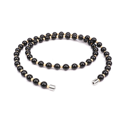 Handmade Jewelry BlackObsidian Bead & Gold-Plated Bead Necklace, Women's Choker Necklaces, Stretchable 20 Inch Magnetic Clasp Necklace for Women and Men