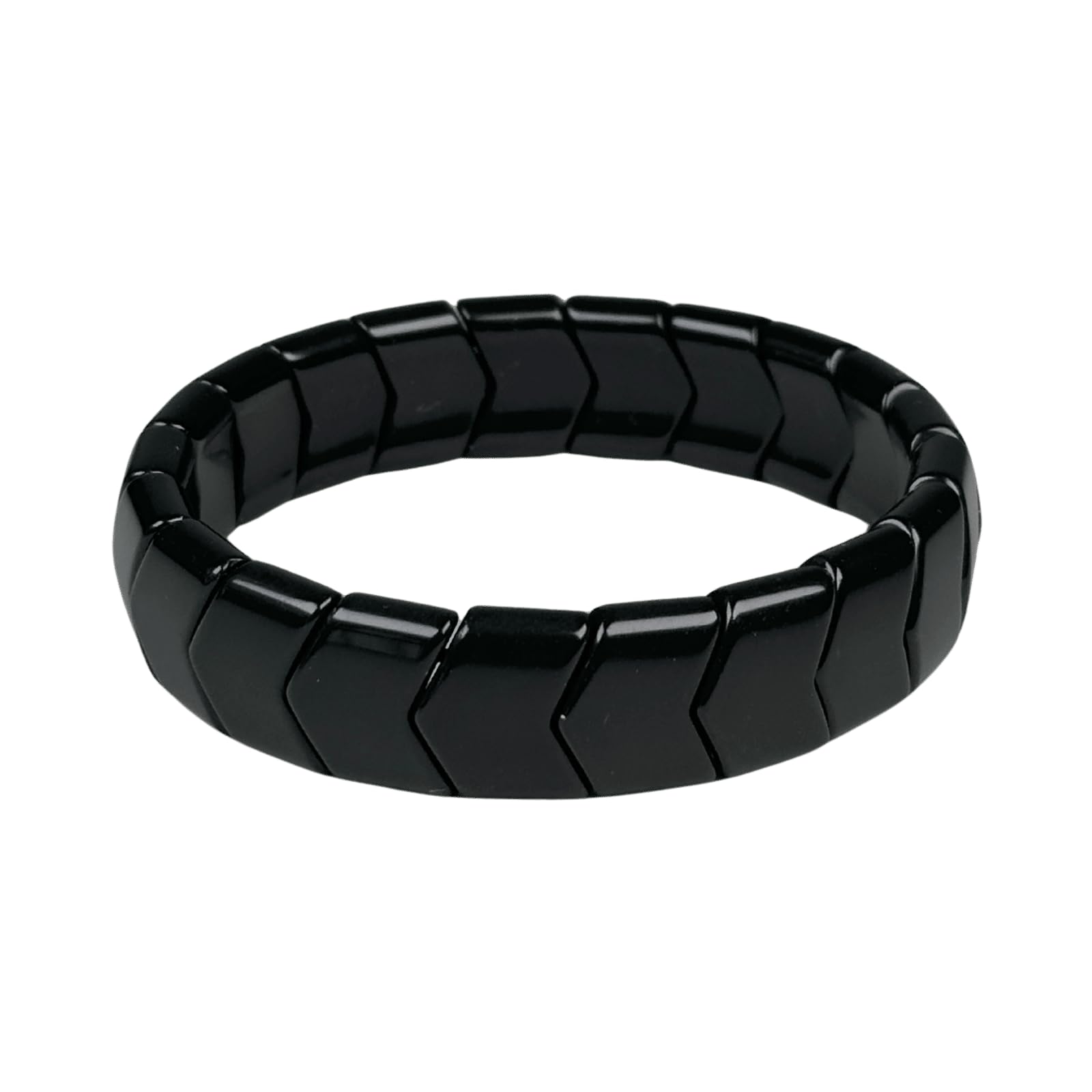 15mm black tourmaline arrow stretch bracelet